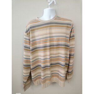 NWT Eddie Bauer Men's Tan Orange Blue Brown Striped Long Sleeve Shirt XL